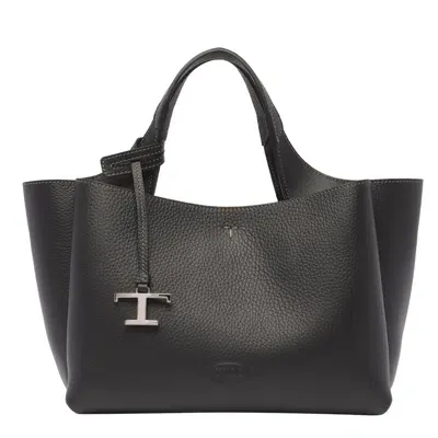 Tod's Mini Leather Logo Bag In Black