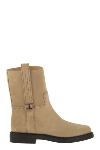 Tod's Mini Suede Ankle Boot With Timeless Touch In Beige