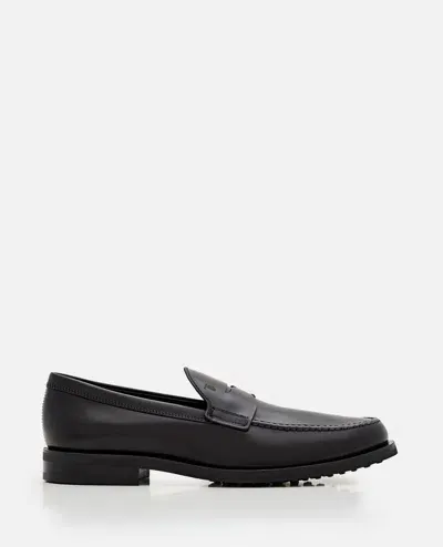 Tod's Loafers In Leather In Black