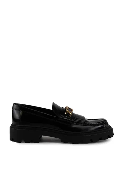 Tod's Moccasin With Plaque And Fringes In Nero