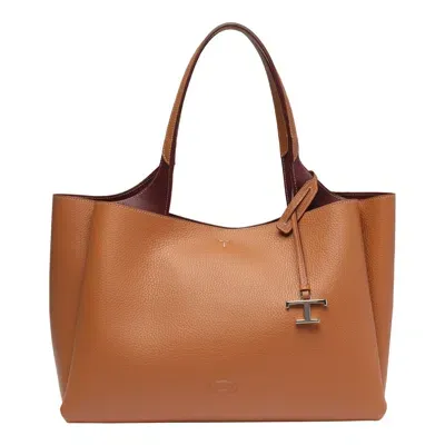 Tod's Palque Logo Tote Bag In Cream