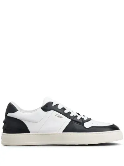 Tod's Panelled Leather Sneakers In White