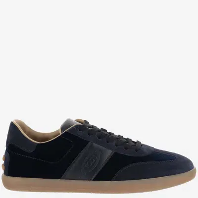 Tod's Rubber-trimmed Velvet, Leather And Suede Sneakers In Blue