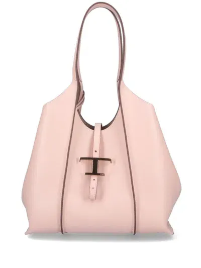 Tod's Small T Timeless Tote Bag In Pink