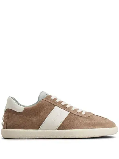 Tod's Tabs Sneakers In Suede In Beige