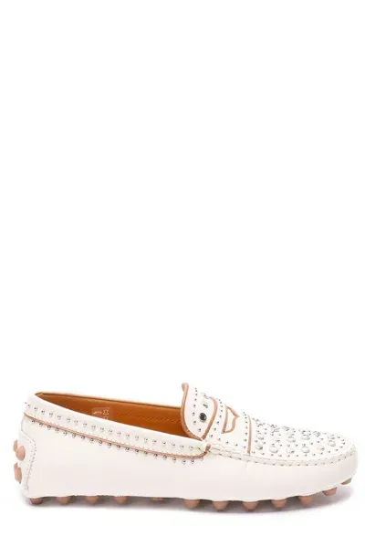 Tod's Stud Embellished Slip-on Loafers Tods In Beige