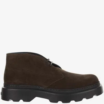 Tod's Suede Ankle Boots In Dark Brown