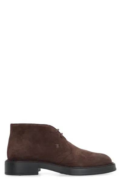 Tod's Suede Desert Boots In Brown