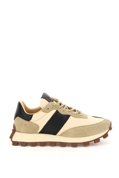 Tod's Suede Leather And Nylon 1t Sneakers In Neutrals