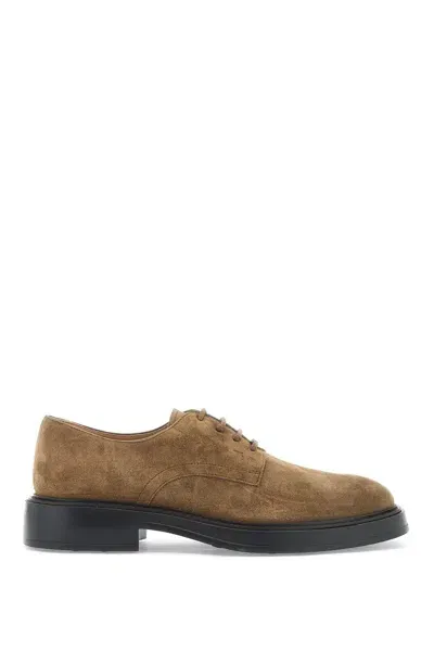 Tod's Suede Leather Lace-up Shoes In Brown