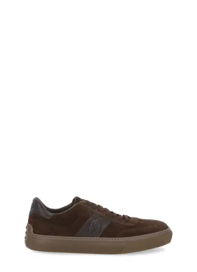 Tod's Suede Leather Sneakers In Brown