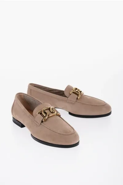 Tod's Suede Loafers With Golden Detail