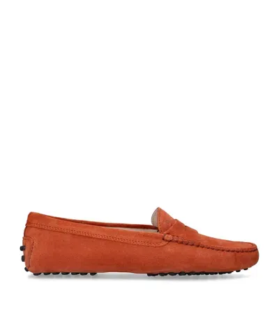 Tod's Suede Mocassino Driving Shoes In Orange