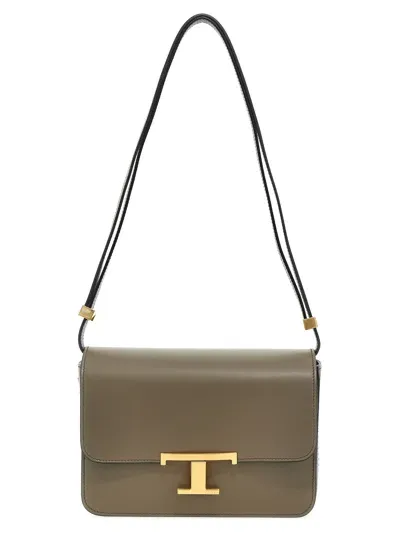 Tod's T Mini Crossbody Bag In Tortora Scuro