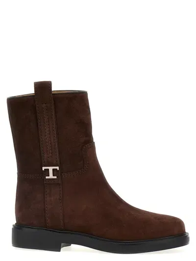 Tod's T Timeless Ankle Boots In Brown