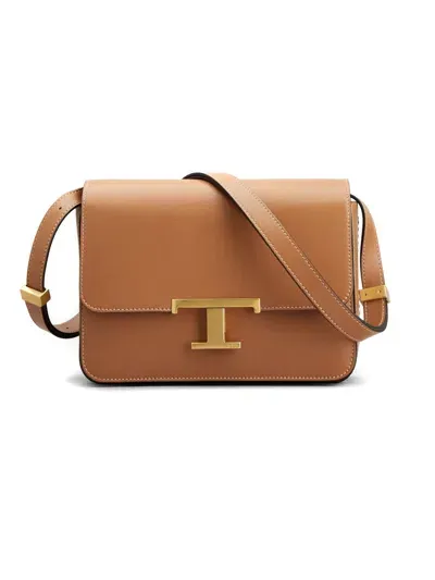 Tod's T Timeless Crossbody Bag In Leather Mini In Brown