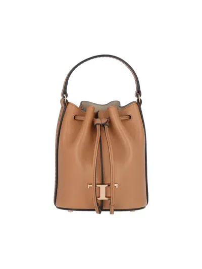 Tod's "t Timeless" Micro Bucket Bag In Brown