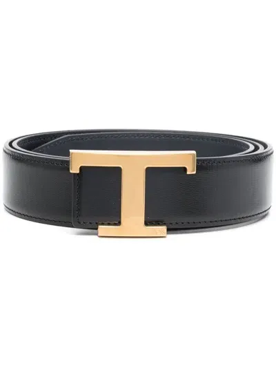 Tod's T Timeless Reversible Belt In Black