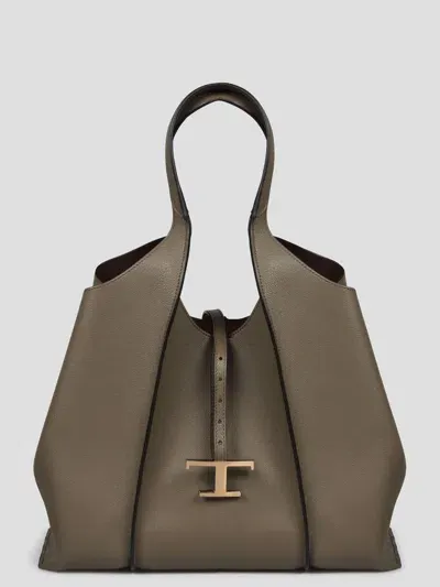 Tod's T-timeless Shopping Medium Bag In Grey