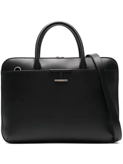 Tod's T Timeless Slim Briefcase In Black