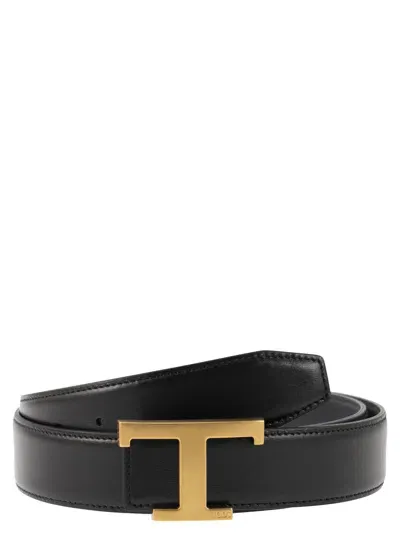 Tod's Timeless Reversible T Leather Belt In 114x