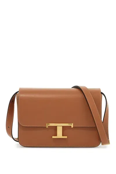 Tod's Timeless T Shoulder Bag With Strap In Brown