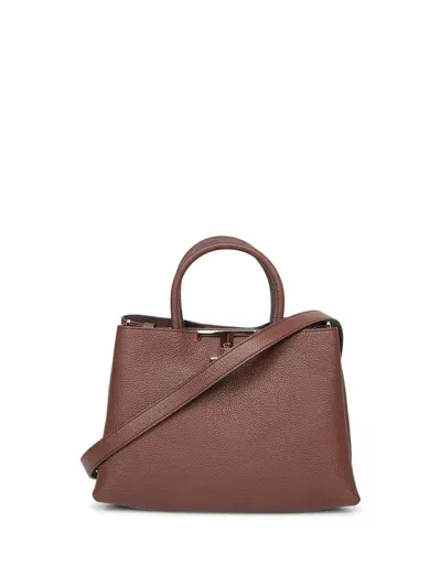 Tod's Small Mahogany Metal Double Handle Bag In Brown