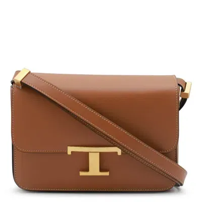 Tod's Brown Leather Crossbody Bag In Kenia Scuro