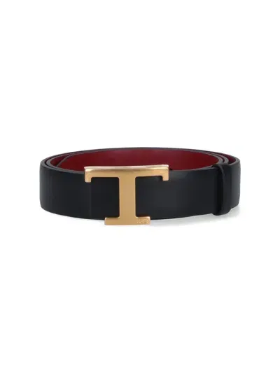 Tod's "t Timeless" Reversible Belt In Black