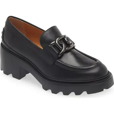 Tod's Carro Platform Loafer In Nero