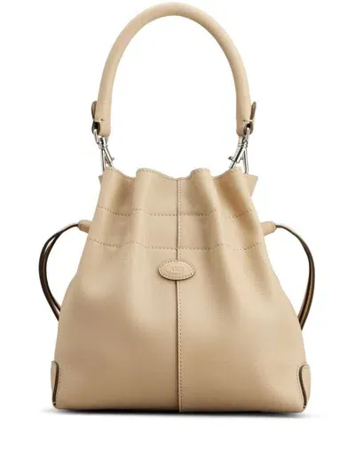 Tod's T Timeless Leather Bucket Bag In Neutrals