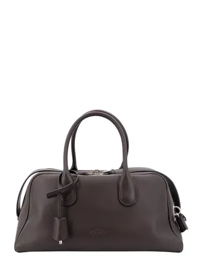 Tod's Di Logo Debossed Tote Bag In Brown