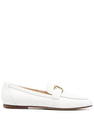 Tod's Leather Loafers In White