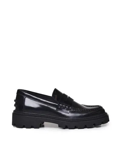 Tod's Leather Loafers In Black