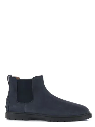 Tod's Suede Chelsea Boots In Blue