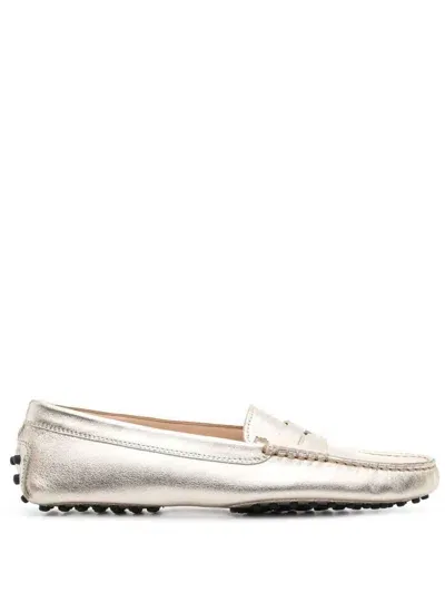 Tod's Gommino Leather Loafer Shoes In Grey