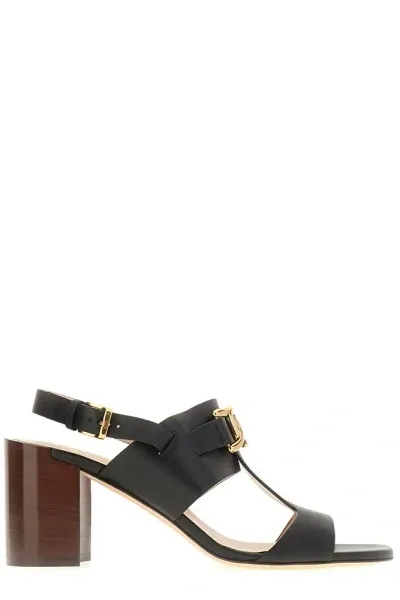 Tod's Kate Logo Plaque Sandals In Black