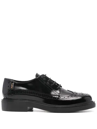 Tod's Leather Laced-up Shoes In Black