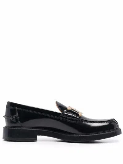 Tod's Leather Loafer Shoes In Black