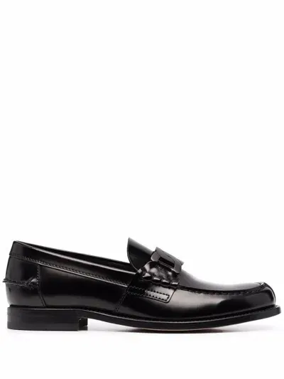 Tod's Leather Loafers In Black