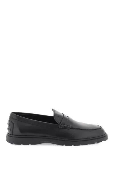 Tod's Black Leather Loafers