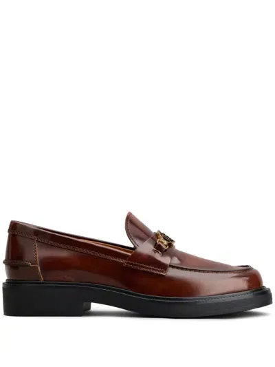 Tod's Leather Loafers In Brown