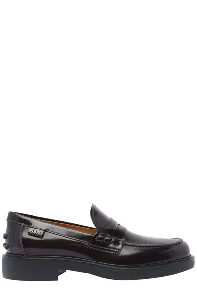 Tod's Leather Loafers In Brown