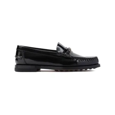 Tod's Black Micro Catena Leather Loafers