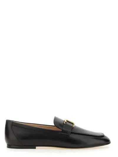 Tod's T Timeless Loafers In Leather In Black