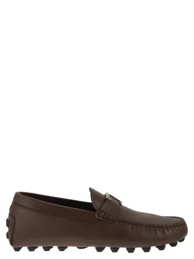 Tod's Almond-toe T-buckle Loafers In Brown