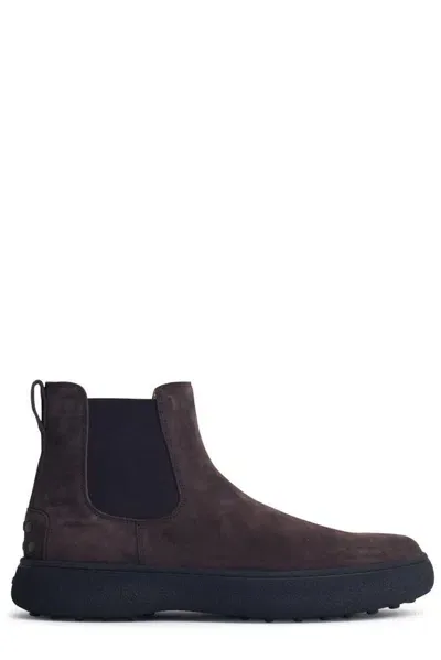 Tod's Suede Leather Chelsea Boots In Brown