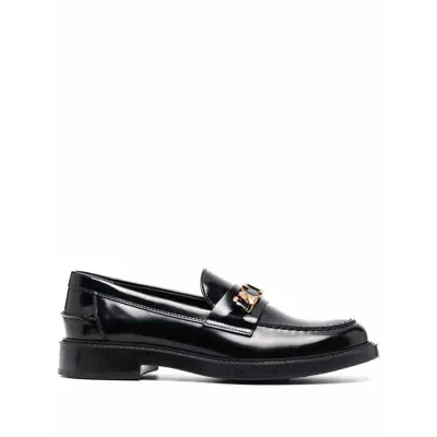 Tod's Logoed Leather Loafers In Black