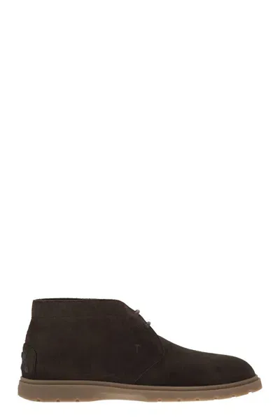 Tod's Suede Leather Boots In Brown