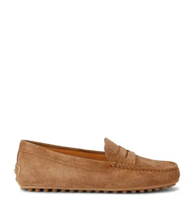 Tod's Suede Gommino Driving Shoes In Beis